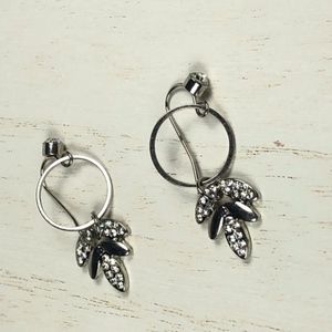Charming Charlie Silver Rhinestone Floral Earrings